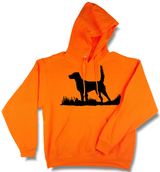 Bird Dog Silhouette, Upland Hunting Blaze Orange Hooded Sweatshirt