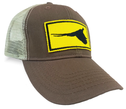 Rooster Silhouette, Brown and Tan Pheasant Hunting Trucker Cap