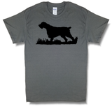 Bird Dog Profile Upland Hunting Charcoal Gray w/ Black Design Short Sleeve T-shirt - Modern Wild