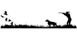 Lady Hunter Brittany Bird Dog, Quail Rise Upland Hunting Scene Decal