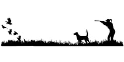 Lady Hunter English Setter (high tail) Bird Dog, Quail Rise Upland Hunting Scene Decal