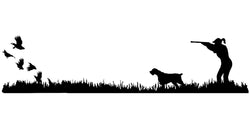 Lady Hunter Wirehair Bird Dog, Quail Rise Upland Hunting Scene Decal
