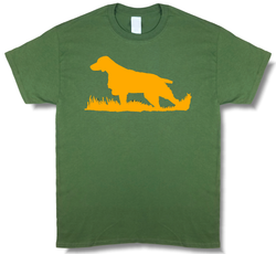 Bird Dog Profile Olive Green w/ Blaze Orange Design, Upland Hunting Short Sleeve T-shirt - Modern Wild