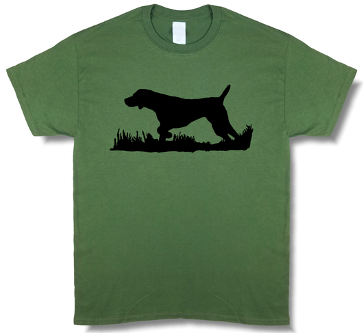 Bird Dog Profile Upland Hunting Olive Green w/ Black Design Short Sleeve T-shirt - Modern Wild