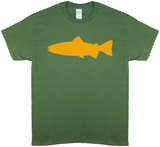 Trout Profile, Fly Fishing, Olive Green Short Sleeve T-shirt - Modern Wild