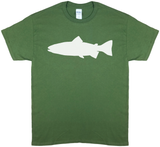 Trout Profile, Fly Fishing, Olive Green Short Sleeve T-shirt - Modern Wild