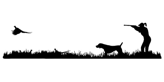 Lady Hunter German Shorthair Pointer, Rooster Pheasant Upland Hunting Scene Decal
