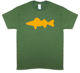 Walleye Profile, Fly Fishing, Olive Green Short Sleeve T-shirt - Modern Wild